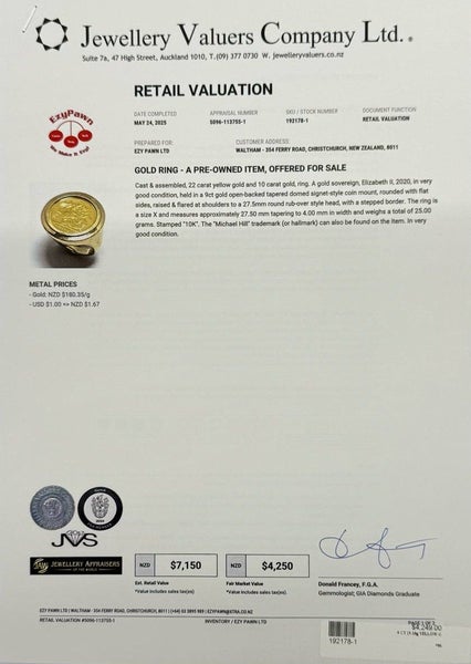 10 CT Yellow Gold Sovereign Ring Carousel 6
