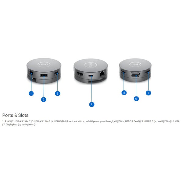 Dell DA310 USB-C Single 4K Mobile Hub, support 90W power delivery, DP1.4, Carousel 3