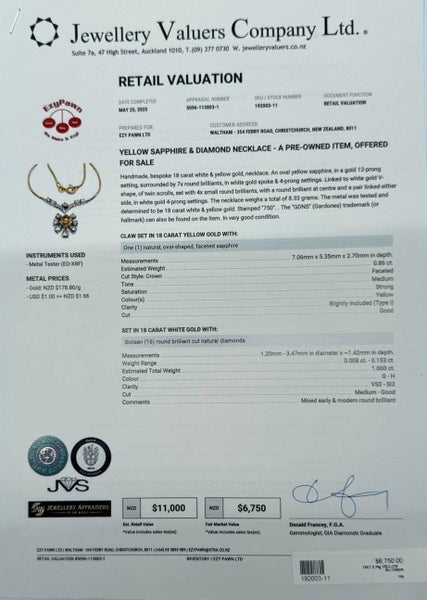 YELLOW SAPPHIRE & DIAMOND GOLD NECKLACE Carousel 9