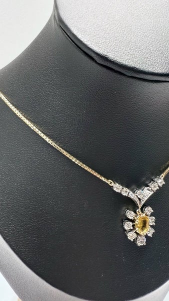 YELLOW SAPPHIRE & DIAMOND GOLD NECKLACE Carousel 2
