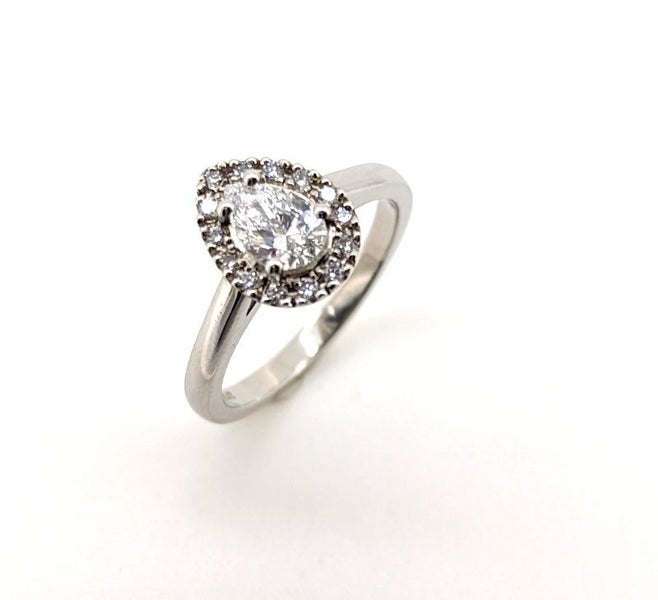 Teardrop Cut Halo Diamond Ring Carousel 1