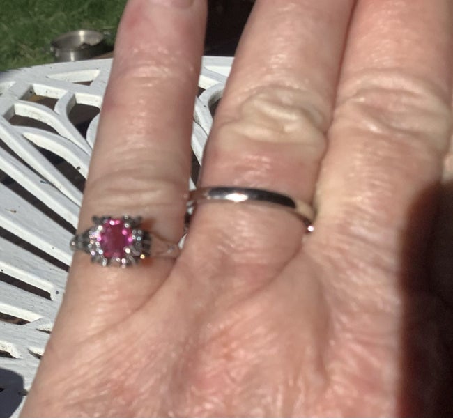 Natural pink sapphire and Natural Diamond Platinum Ring Carousel 2