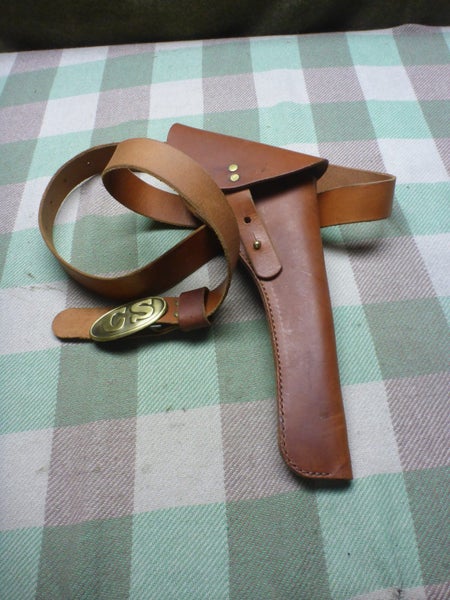 Awesome Old Military Military Belt With Pistol Hand Gun Holster Carousel 1