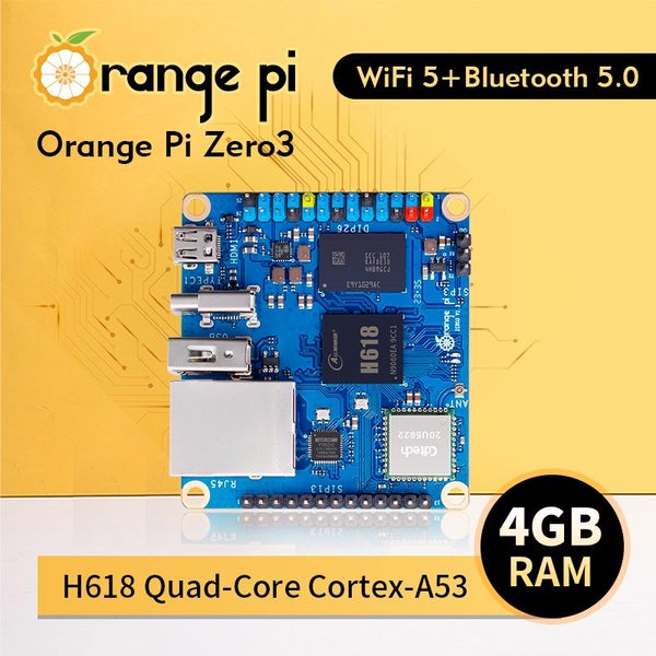 Orange Pi Zero 3 4GB RAM DDR4 Allwinner H618 WiFi Bluetooth Mini PC Orange Pi Carousel 1