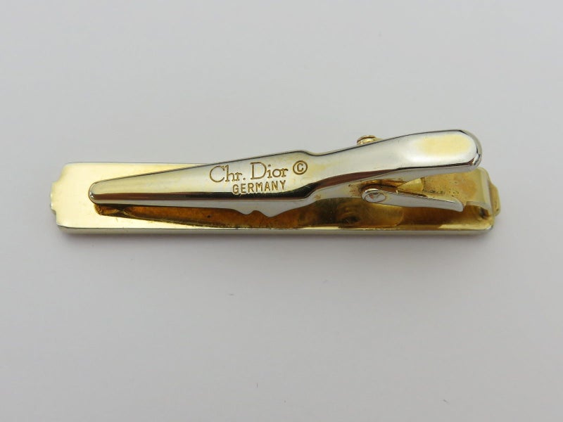 Christian Dior Gold Tone Metal CD Logo Cufflinks Tie Clip Set Carousel 5