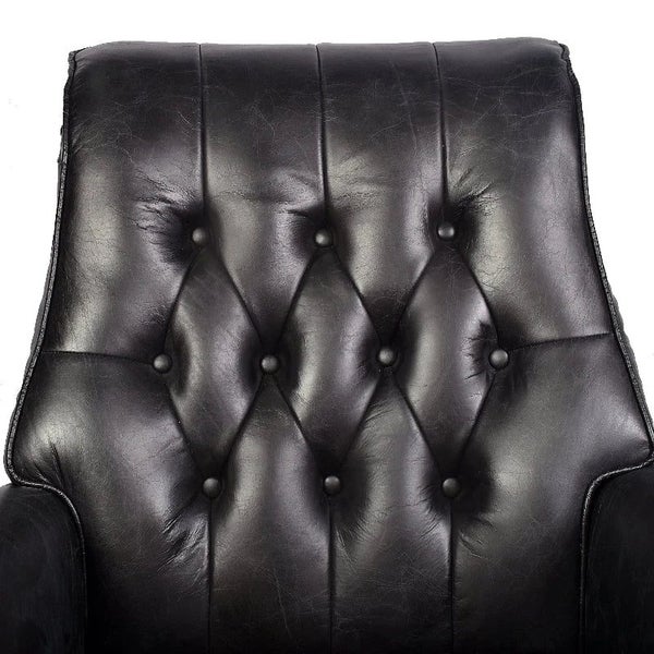 Columbus Black Leather Chesterfield Desk Chair Carousel 2