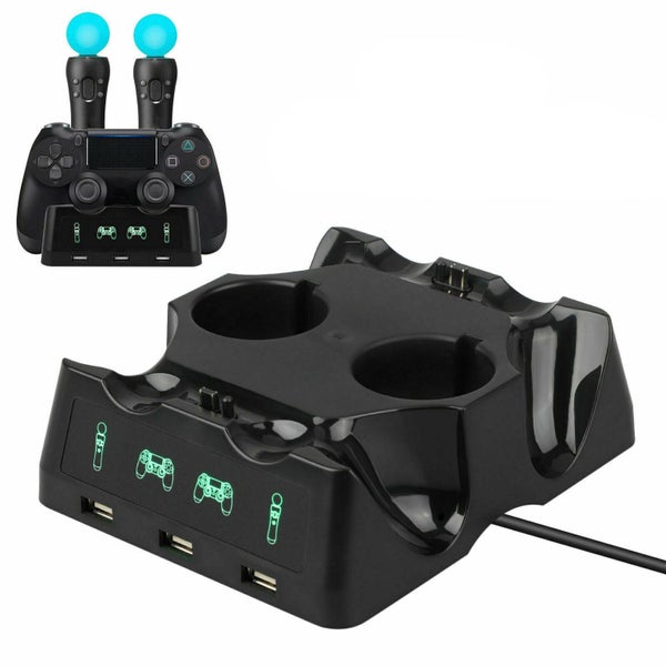 4 in 1 Charger Charging Dock Stand For Sony PS4 Playstation 4 VR PSVR Move an...