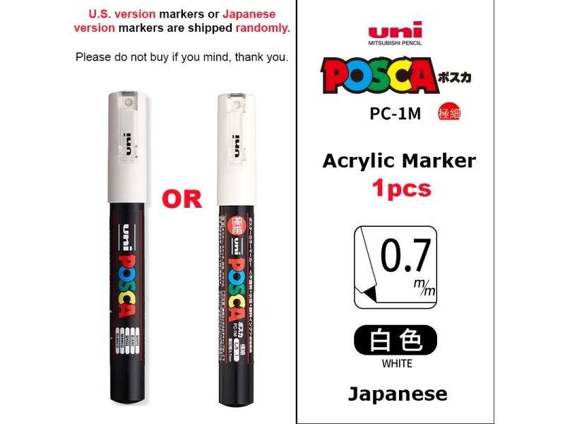 Japan Posca Highlighter Mark Pens 5 Type Tips Water-base High Gloss White Carousel 1