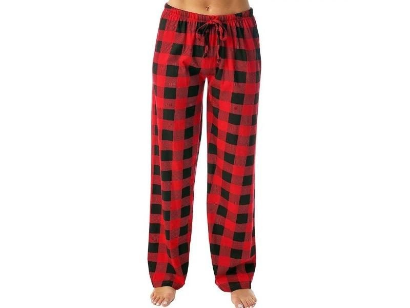 Women's Long Thermal Lined Alo Plaid Pajama Pants With Fuzzy Pack And Soft Carousel 1