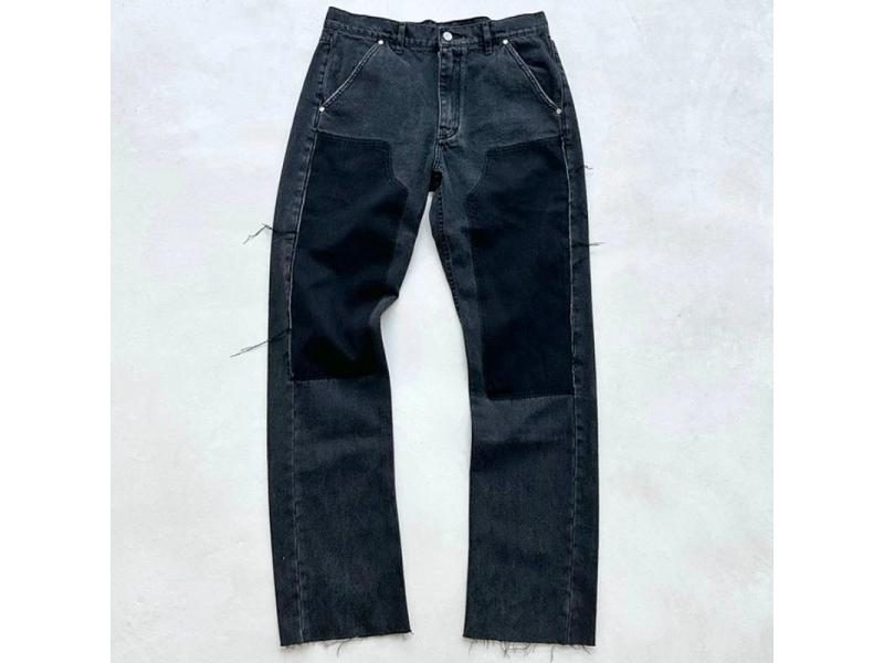 High Street Vintage Washed Old Knife Cut Overalls Black Patchwork Trousers Men Carousel 1