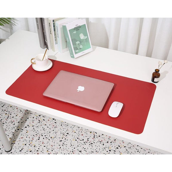 2 Pcs Wine Red/Yellow Extra Large Leather Table Mat For Study & Work Pad Studen Carousel 1