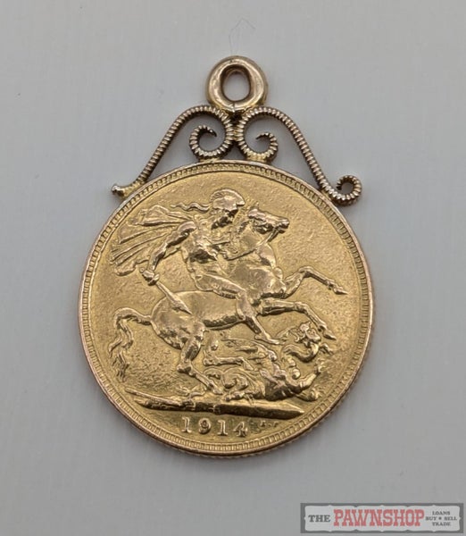 1914 Full Sovereign Coin Pendant in 22ct Yellow Gold Carousel 2