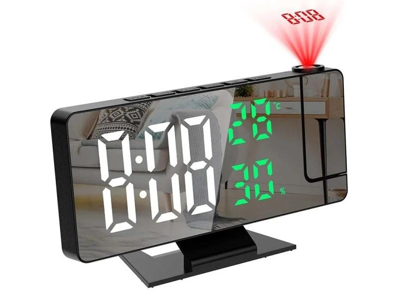 LED Digital Alarm Clock Projection Clock Projector Ceiling Clock With Time Carousel 2