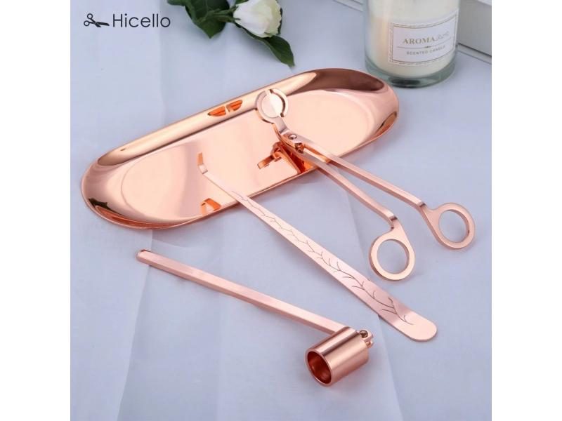 4pcs/set Candle Snuffer Trimmer Hook Tray Stainless Steel Wick Holder Scissors Carousel 1