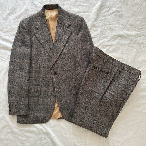 Vintage 1960s Stafford Ellinson Plaid Wool Suit NZ Made Carousel 1