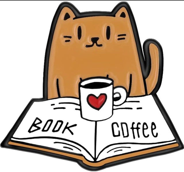 Cat loves Books and Coffee Enamel Pin63612136767363117