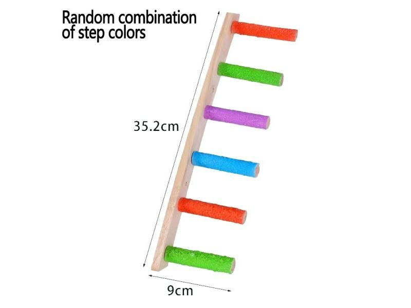 4/6/8 Step Bird Climbing Ladder Parrot Toy Wooden Exercise Rack Carousel 1