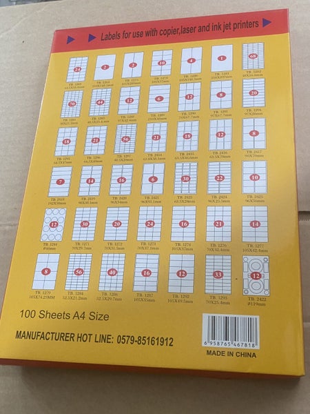 A4 Labels for photocopier laser, ink jet printers 100 A4 sheets $1 Reserve Carousel 2