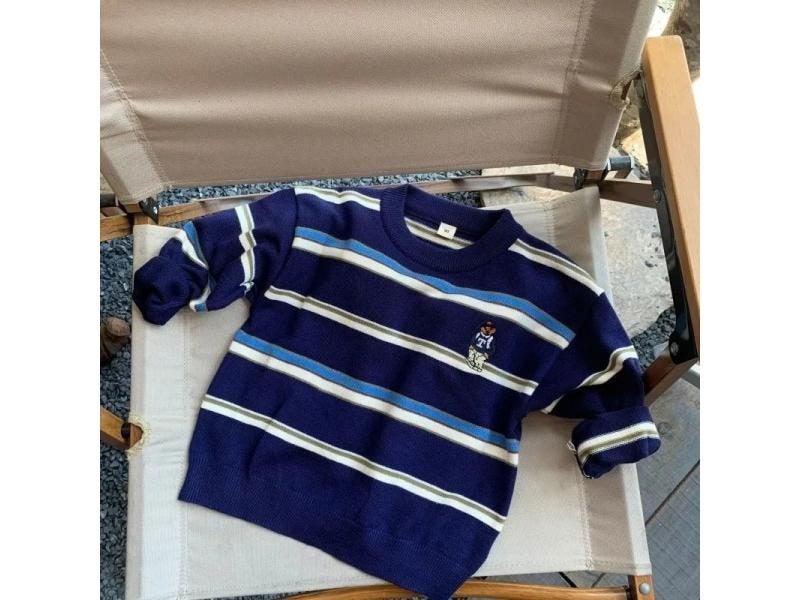 Children's Bear Sweater Autumn Winter Baby Striped Pullover Shirt Carousel 1