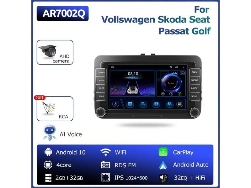 ESSGOO Car Radio 2 Din Android Auto Stereo For VW Volkswagen Skoda Seat Golf Carousel 1