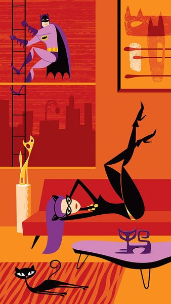 Shag Josh Agle Limited Edition Artist Proof Batman and Catwoman Serigraph Print62932732714115112