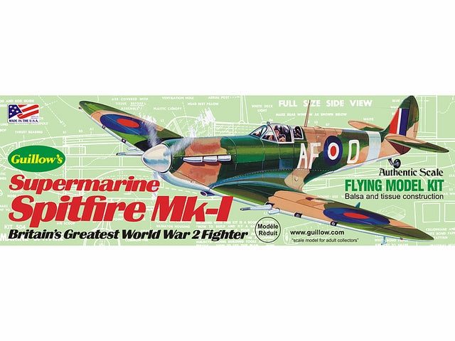 Guillows Supermarine Spitfire Laser CutModel Kit, 419mm WS Carousel 1