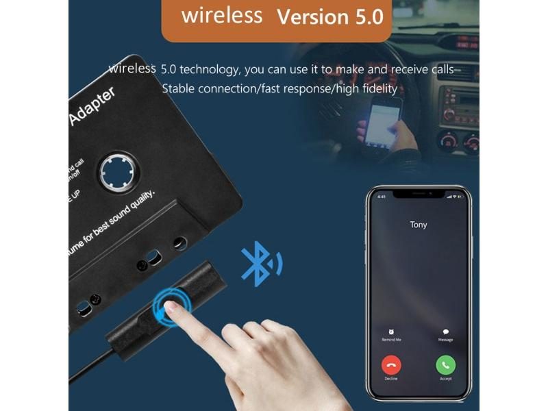 Bluetooth Converter Car Tape AAC MP3 SBC AUX Audio Cassette Adapter With Mic Carousel 1