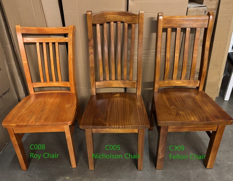 PurePine# NZ Pine Dining Suite | 1M Square Table&4 Chairs | Pine color| TR Carousel 4