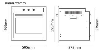 Parmco 600mm 80 Litre Oven, 5 Function, Stainless Series 1 Carousel 2