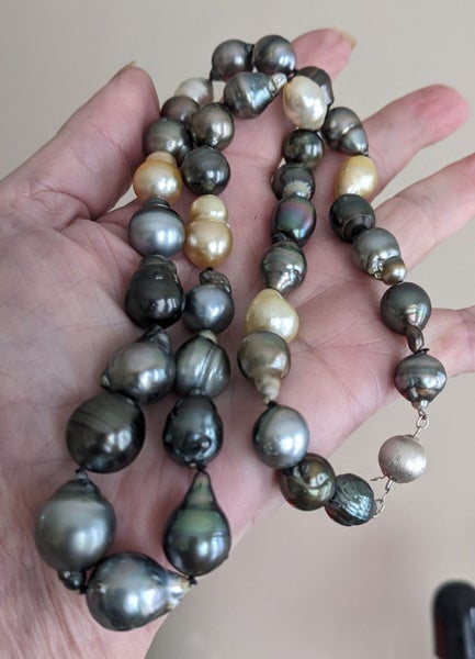 11 - 17. Natural Multi-Colour Tahitian & South Sea Pearl Matinee Necklace Carousel 2