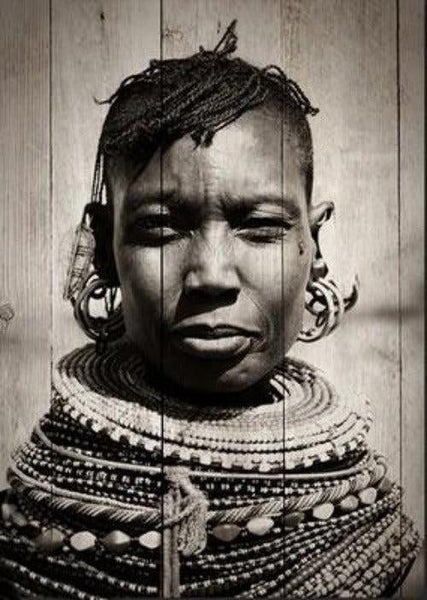 Large Wood Panel Afro Art - Daughter's Gaze Carousel 1