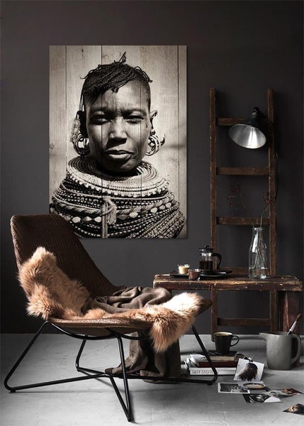 Large Wood Panel Afro Art - Daughter's Gaze Carousel 2