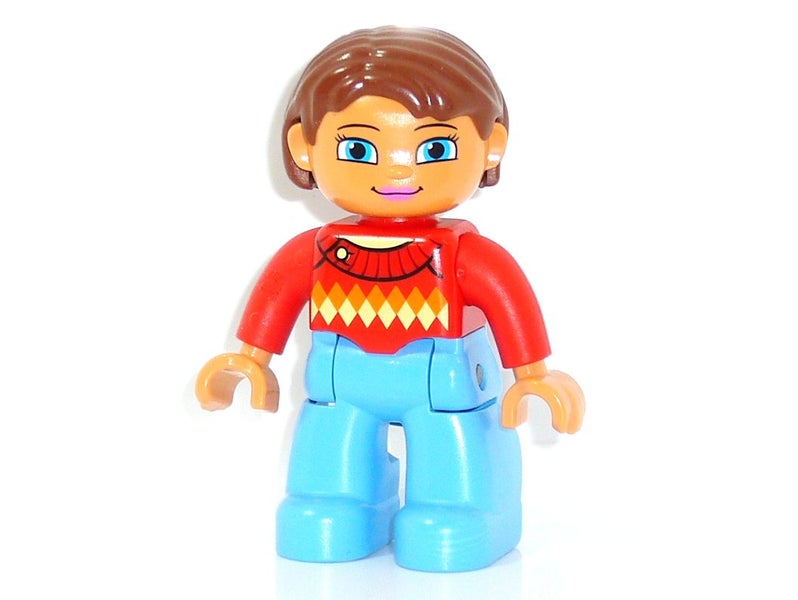 ®™DUPLO - Female, Med Blue Legs, Red Sweater, Diamond Pattern,~Retired 2017~ Carousel 2