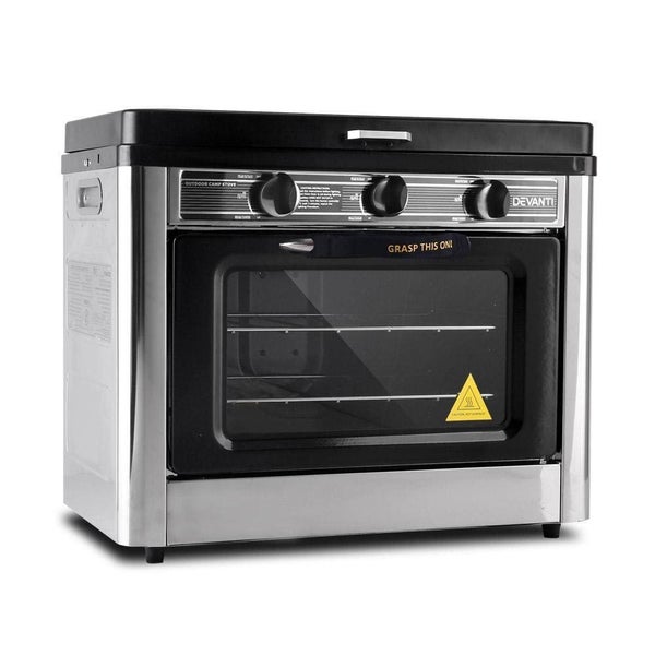 Devanti 3 Burner Portable Oven - Silver & Black Carousel 1