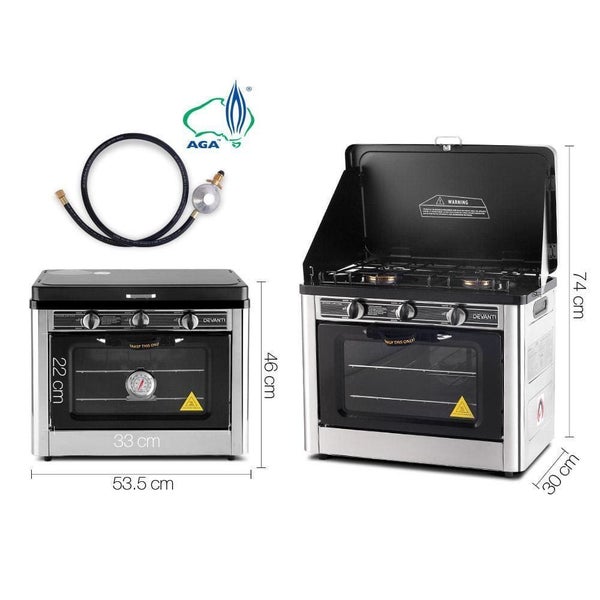 Devanti 3 Burner Portable Oven - Silver & Black Carousel 2