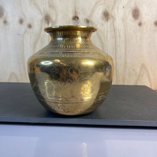 Indian Antique Decorative Vase – Unique Golden Bronze Design Carousel 2