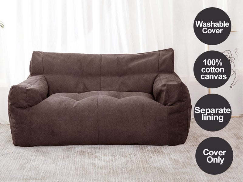 Two-Seater Bean Bag Chair-Dark Brown Carousel 1
