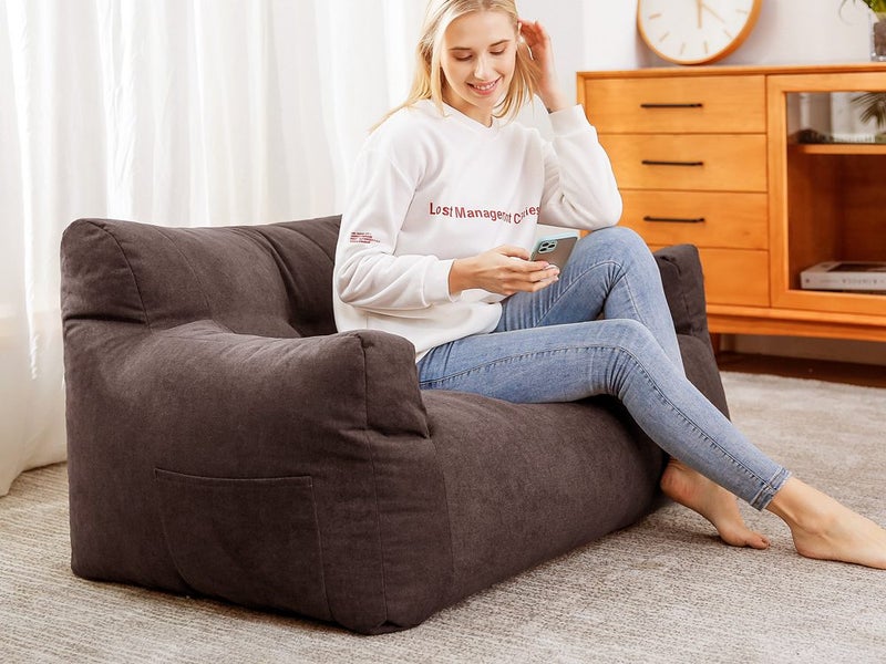 Two-Seater Bean Bag Chair-Dark Brown Carousel 2