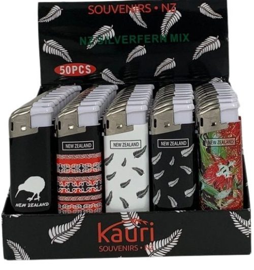 50pcs Refillable Gas Lighters – Iconic NZ Designs – Bulk Lot64200605358721110