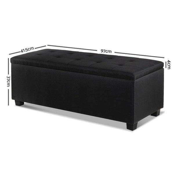 Artiss Large Fabric Storage Ottoman - Black Carousel 2