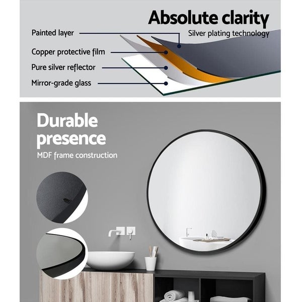 Embellir Round Wall Mirror 50cm Makeup Bathroom Mirror Frameless63039328384257114