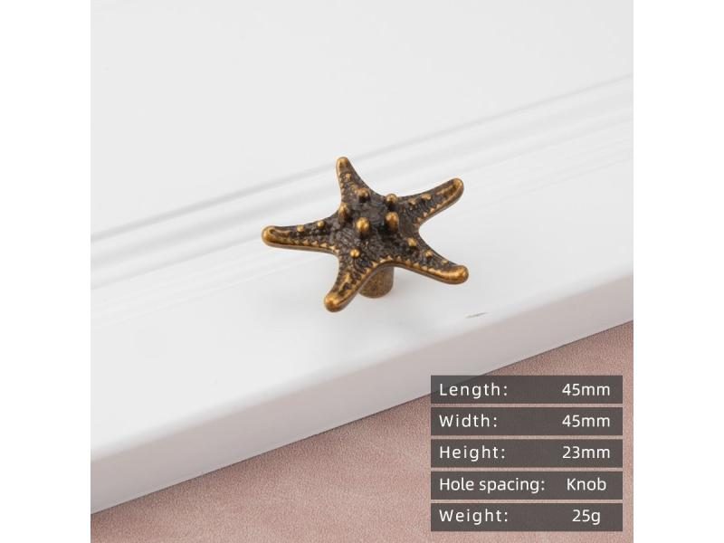 KEDLO European Zinc Alloy Gold Starfish Handle Kitchen Cabinet Ocean Style Carousel 1