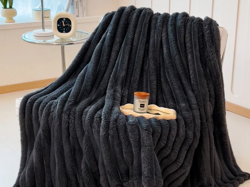 Throw Blanket Couch Fuzzy Soft Plush Blanket Bedroom Bedding Blanket Grey L Carousel 2