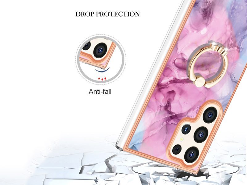 Finger Ring Kickstand Case Cover for Samsung Galaxy S24 Ultra Marble Carousel 2