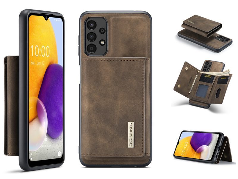 Magnetic Detachable Stand Wallet Case Cover for Samsung Galaxy A13 4G Brown Carousel 1