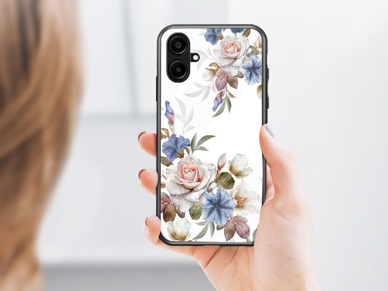 Slim Tempered Glass Case Cover for Samsung Galaxy A06 Flower Carousel 2