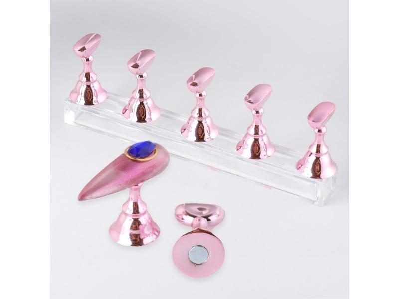 5Pcs Chess Borad Magnetic Nail Tips Practice Display Stand Set Acrylic Nail Art Carousel 1