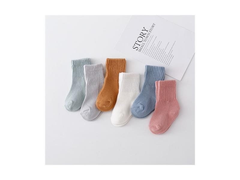 Lawadka 6Pairs/set 0-12Month Newborn Baby Boy Girl Sock Cotton Solid Soft Carousel 1
