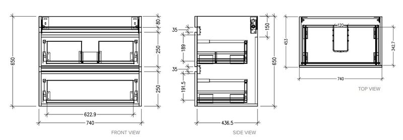 750 BROOKFIELD WALL HUNG 2 DRAWER VANITY IN SOUTHERN OAK Carousel 2