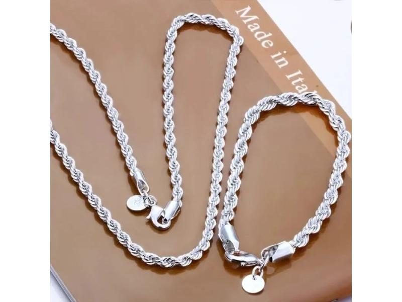 High Quality Silver Color 2MM Women Girls Men Chain Male Twisted Rope Necklace Carousel 1